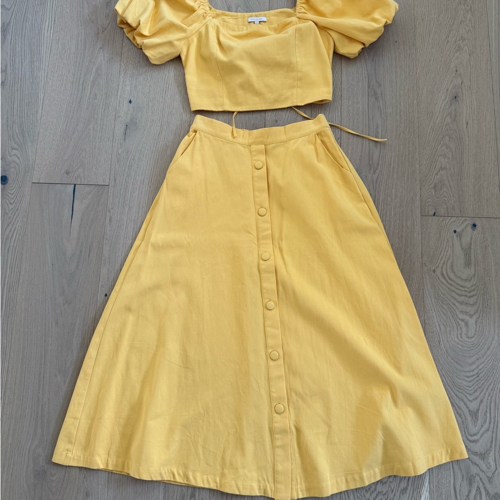 Skies Are Blue Yellow Puff Sleeve Set